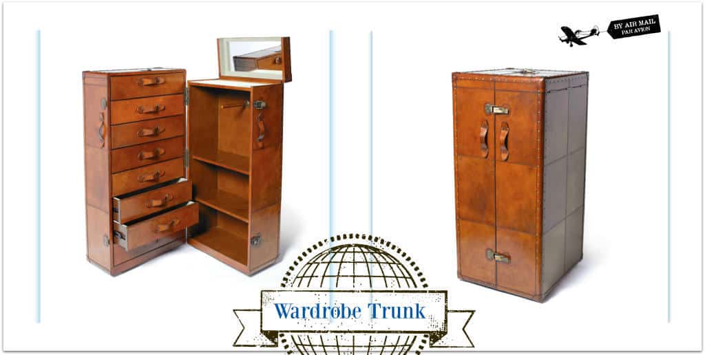  <img src="trunk.jpg" alt="Decorative vintage style wardrobe trunk with drawers, mirror, rod and shelves"> 