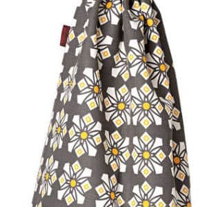 <img src="laundry bag.jpg" alt="Geometric floral print laundry bag in grey , white and yellow cotton "> 