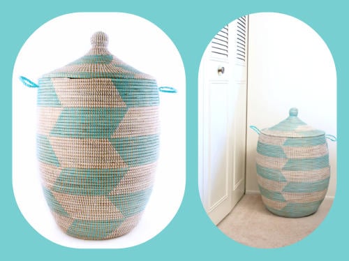  <img src="African Basket.jpg" alt="Mint aqua African laundry basket"> 