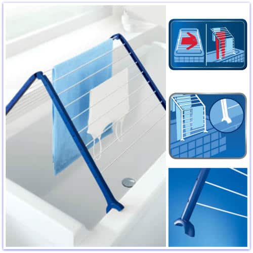  <img src="drying rack.jpg" alt="clothes bathtub drying rack fits over tub"> 