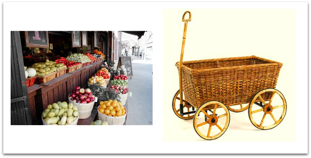  <img src="wicker wagon.jpg" alt="French country farmer's market cart wagon in rattan wicker"> 