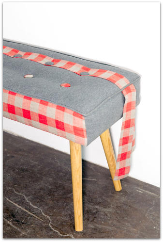   <img src="bench.jpg" alt="fabric covered bench in mid-century style with wood legs"> 